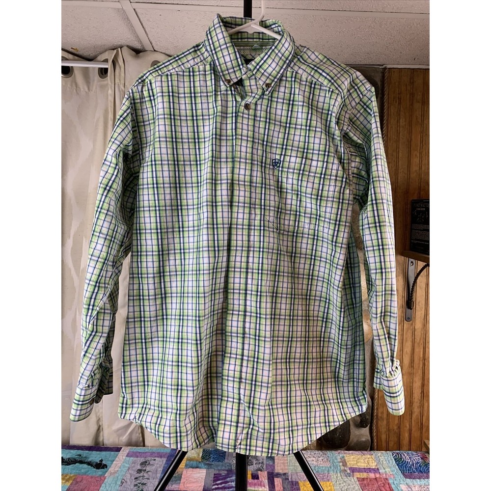 Ariat Pro Series Mens Size Medium Button Front Long Sleeve Shirt Plaid
